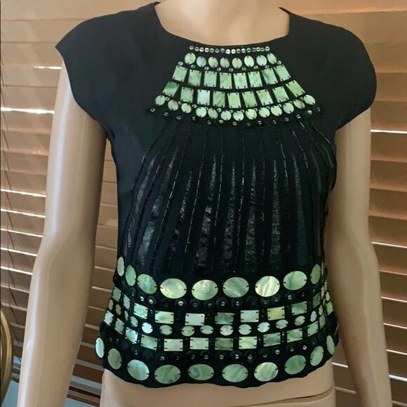 TORY BURCH EMBEZZLISH BLACK SILK BLOUSE SZ… - Picture 1 of 9